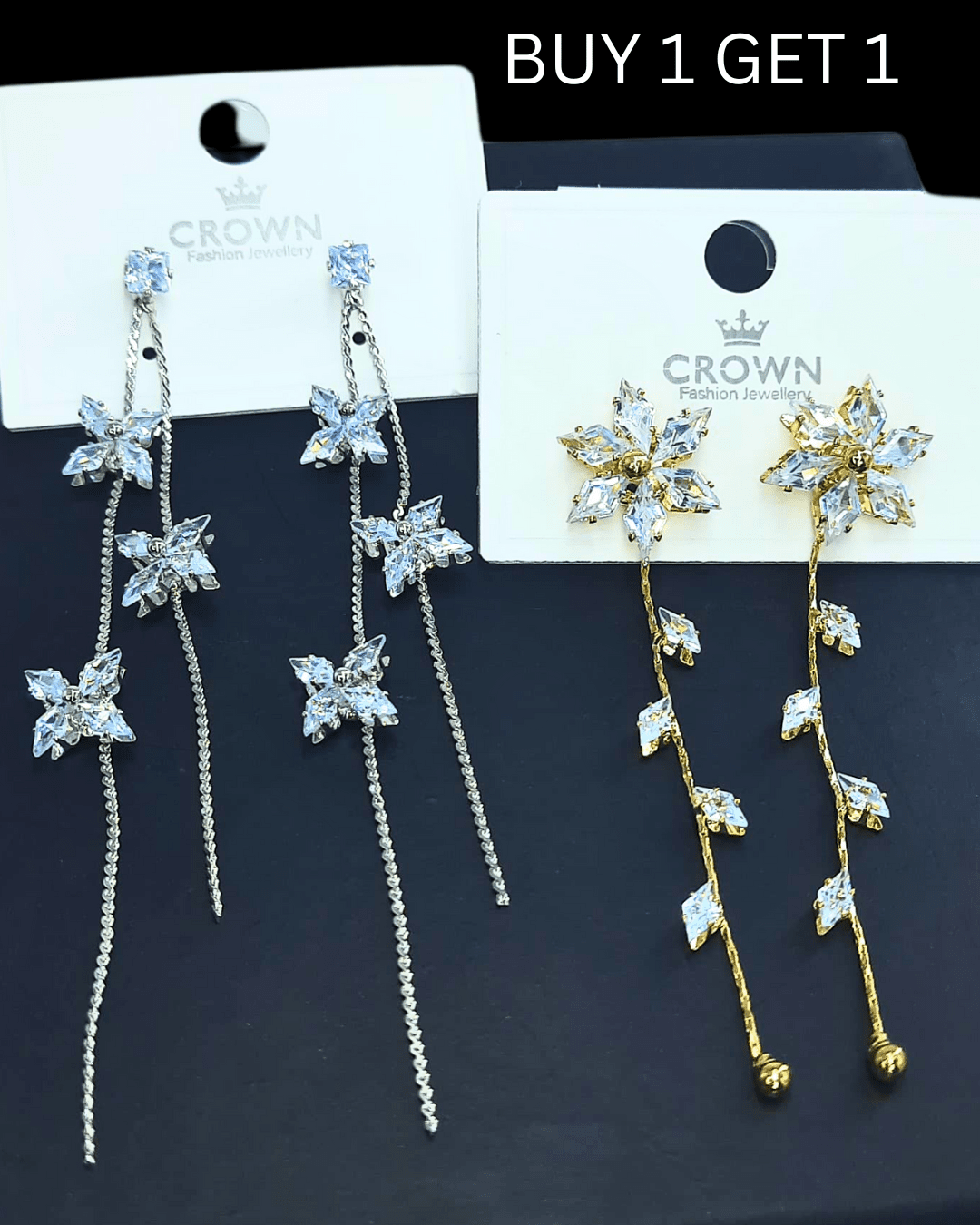 Korean Drop Floral Shaped Dangler Earring Buy 1 Get 1