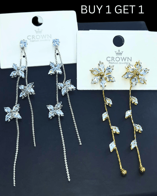 Korean Drop Floral Shaped Dangler Earring Buy 1 Get 1