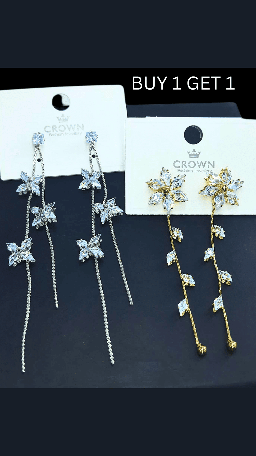 Korean Drop Floral Shaped Dangler Earring Buy 1 Get 1