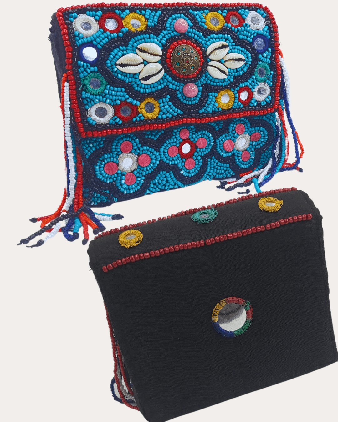 Handcrafted beads tibeti boho sky and mix colour sling bag for women