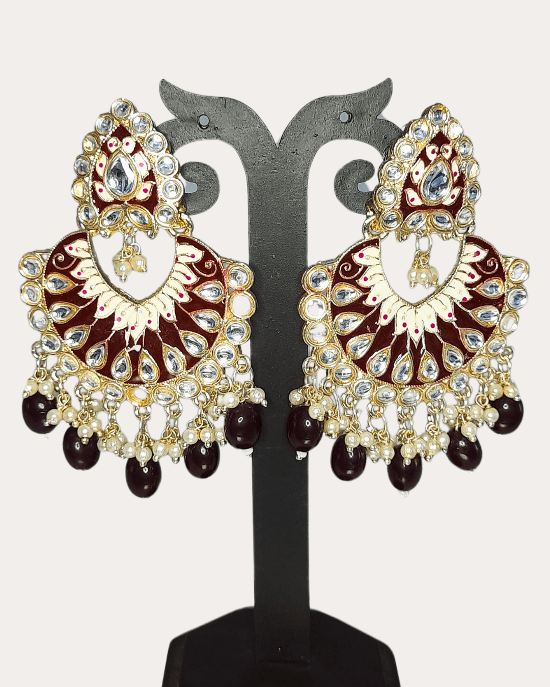 Traditional Kundan Moti Drop Chandbali Earring