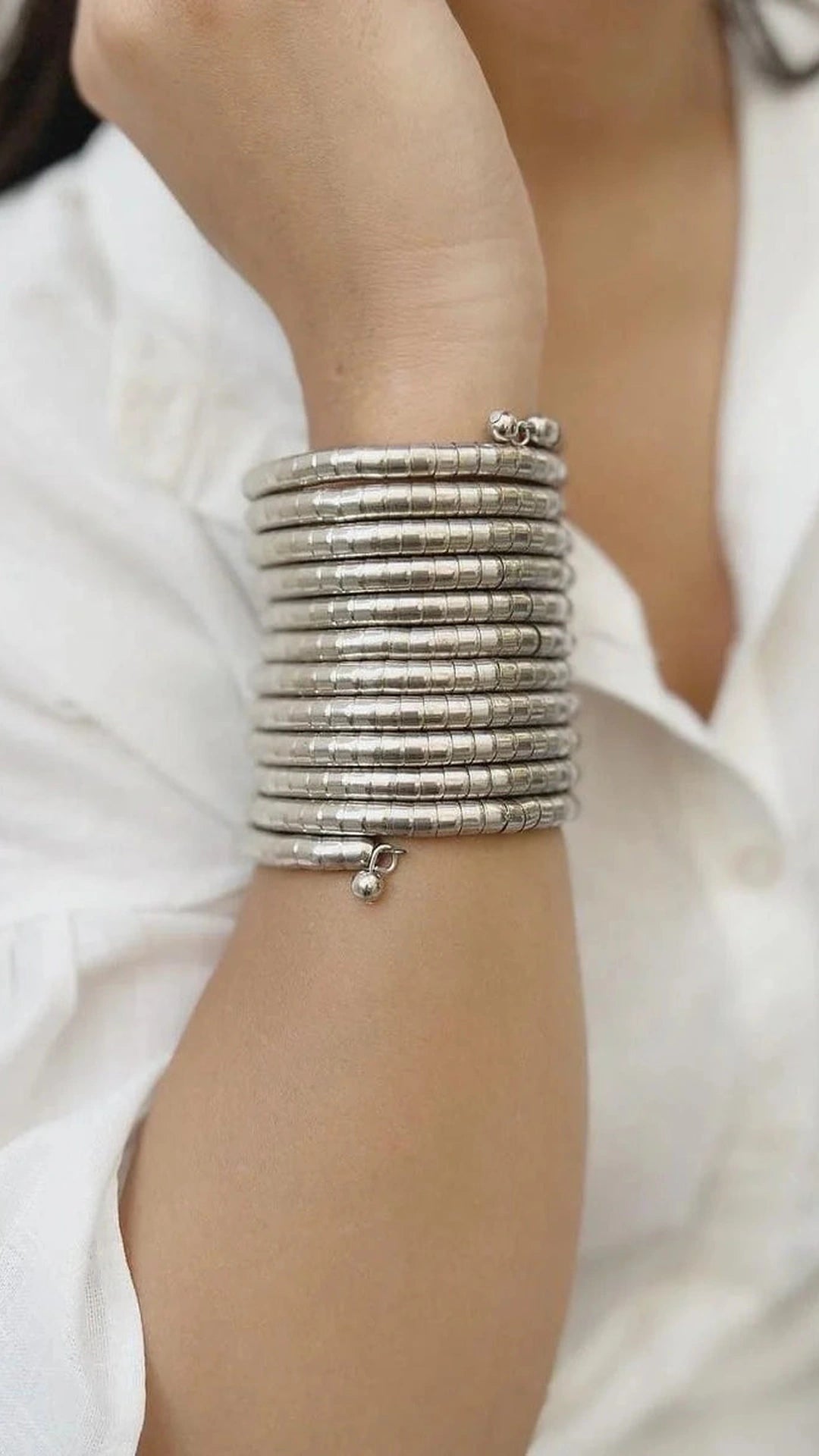 Oxidize Silver Colour Spiral Adjustable Bracelet