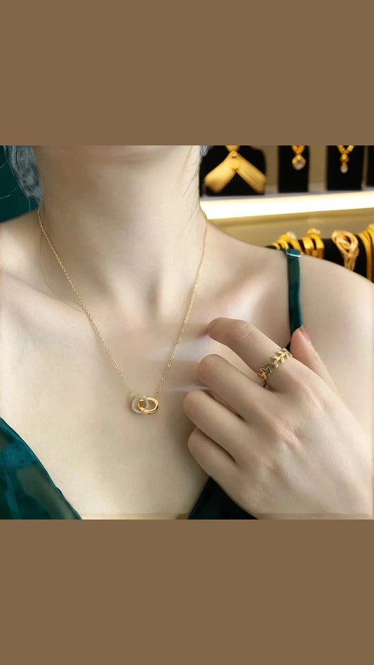 Circular Crystal Clavicle Gold Necklace with Roman Numerals Elegant Jewelry Crystal Gold-plated Plated Stainless Steel Chain