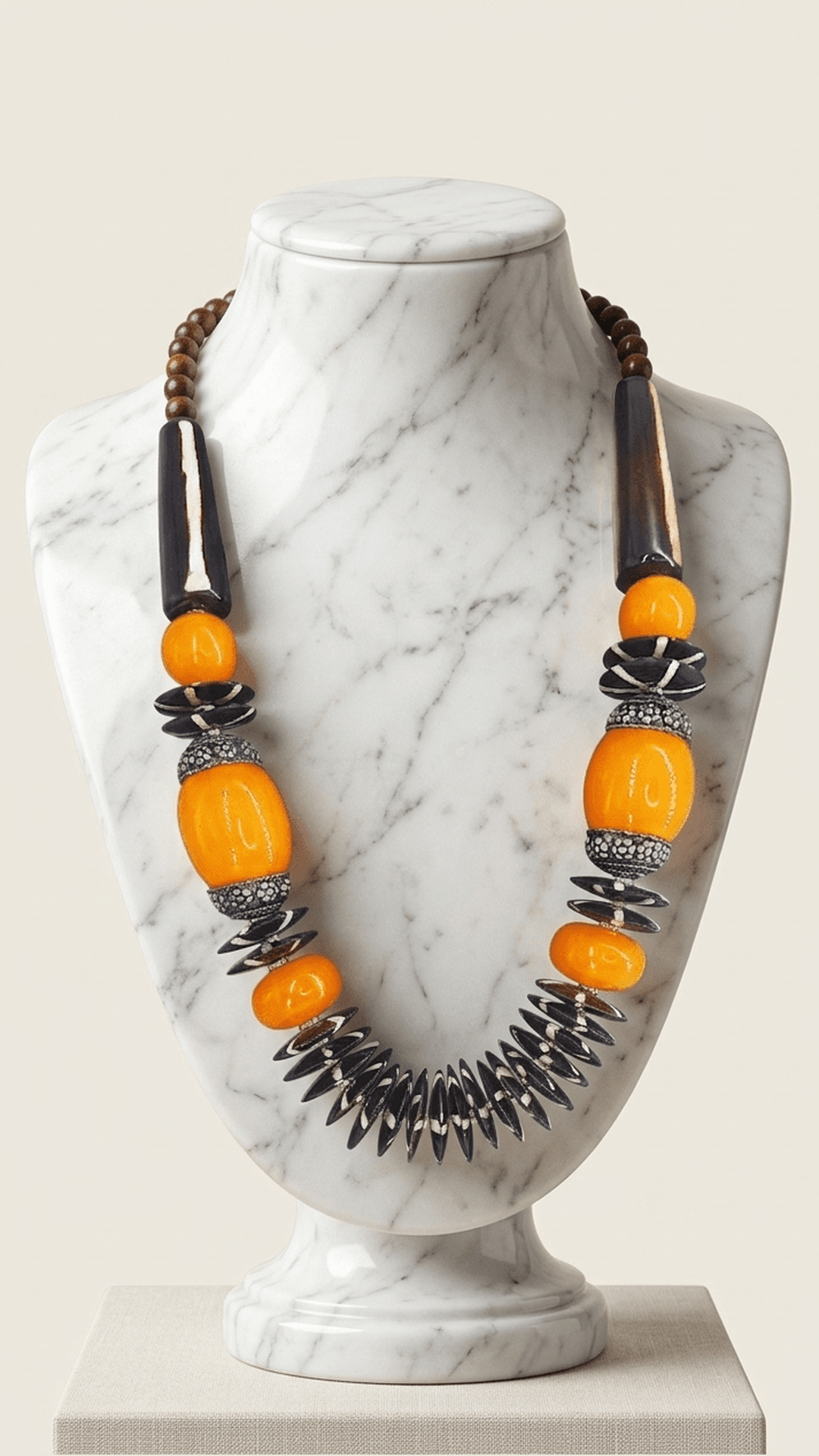 Yellow And Black Colour Button Beads Necklace
