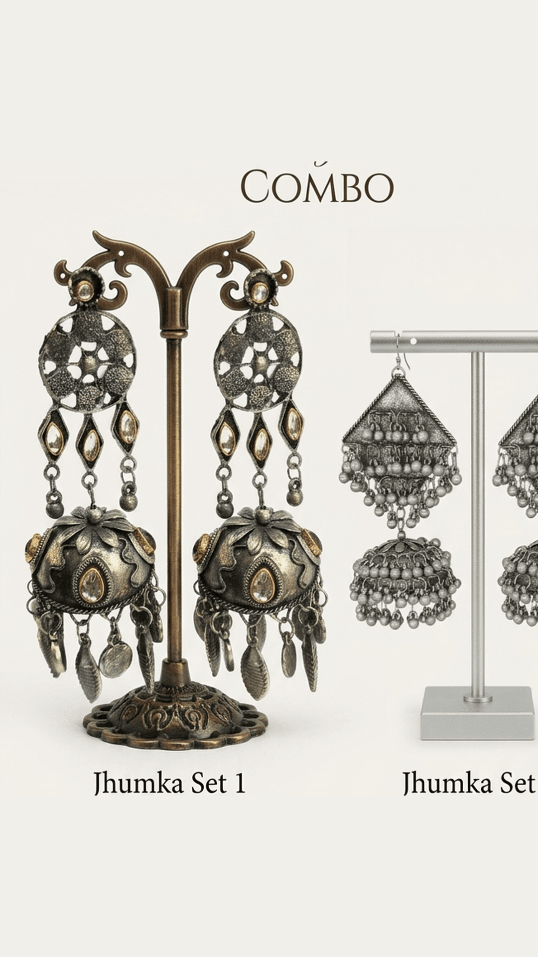 COMBO PACK OF 2 Oxidize Jhalay Blackpolished Jhumka