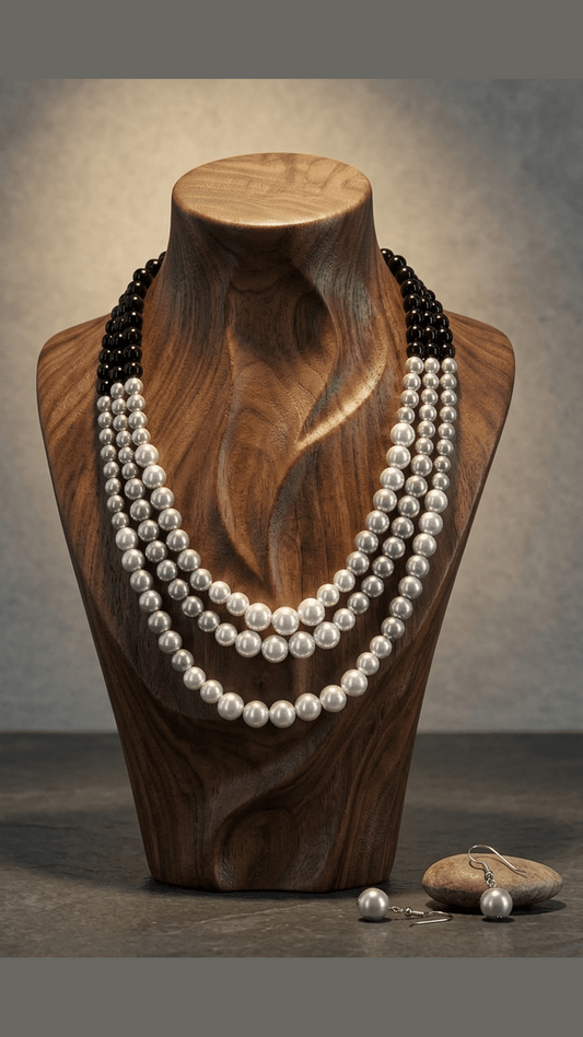 Elegant Pearl Multistrand Triple Line Necklace