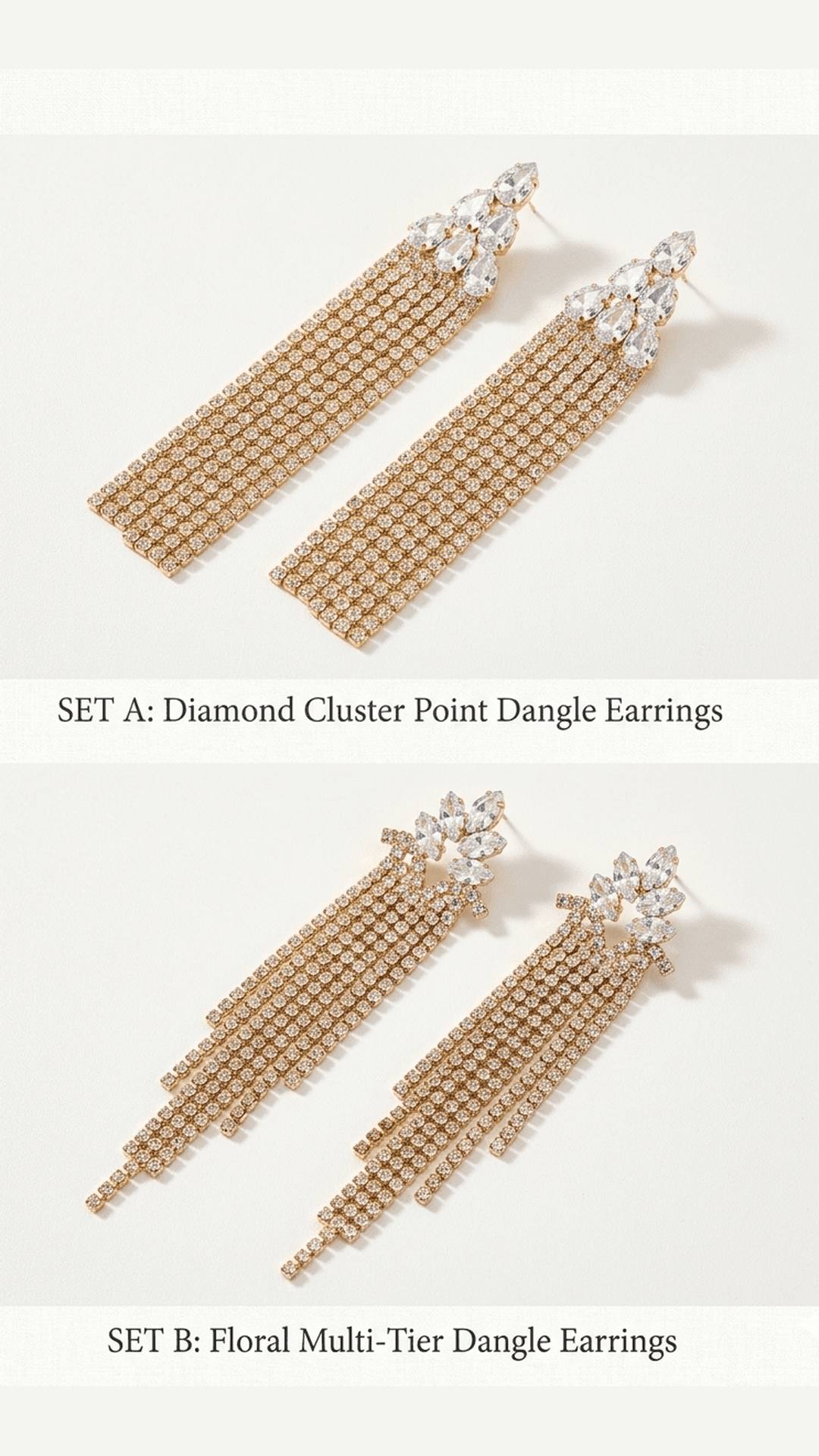 PACK OF 2 Shining Stone stud Dangle Earrings