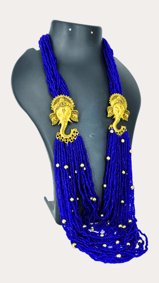 Blue Long Tiny Beaded Necklace