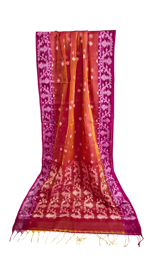 Dual Tone Maslin Jamdani Saree