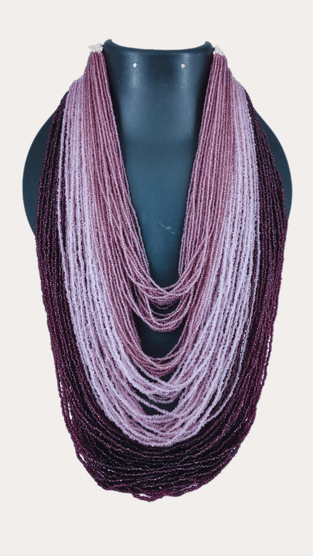 Tri Colour Layered Glass Seed Beaded Necklace