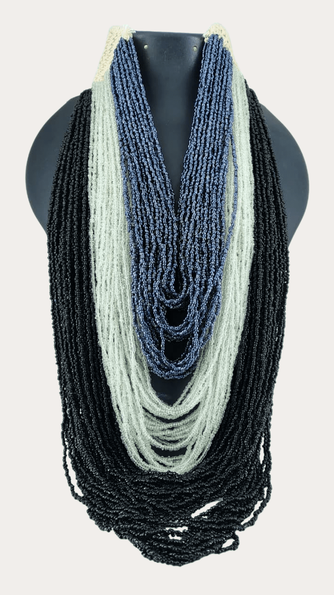 Tri Colour Layered Glass Seed Beaded Necklace