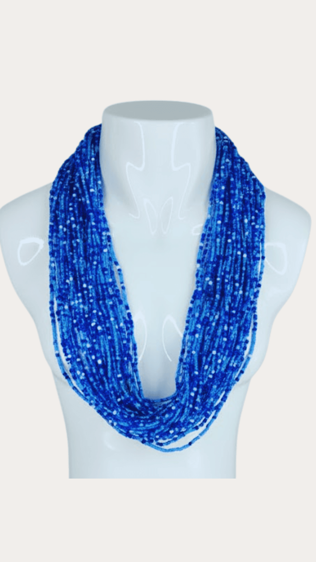 Vintage Blue Seed Bead Necklace For Women