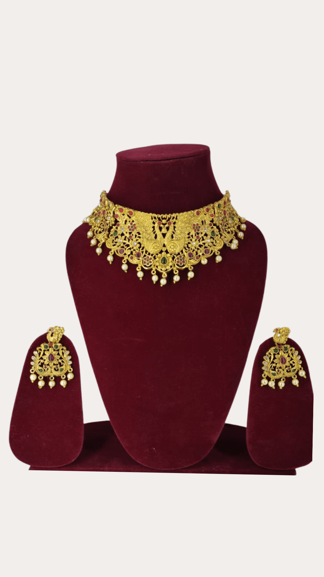 Peacock paradise heavy choker temple necklace Set