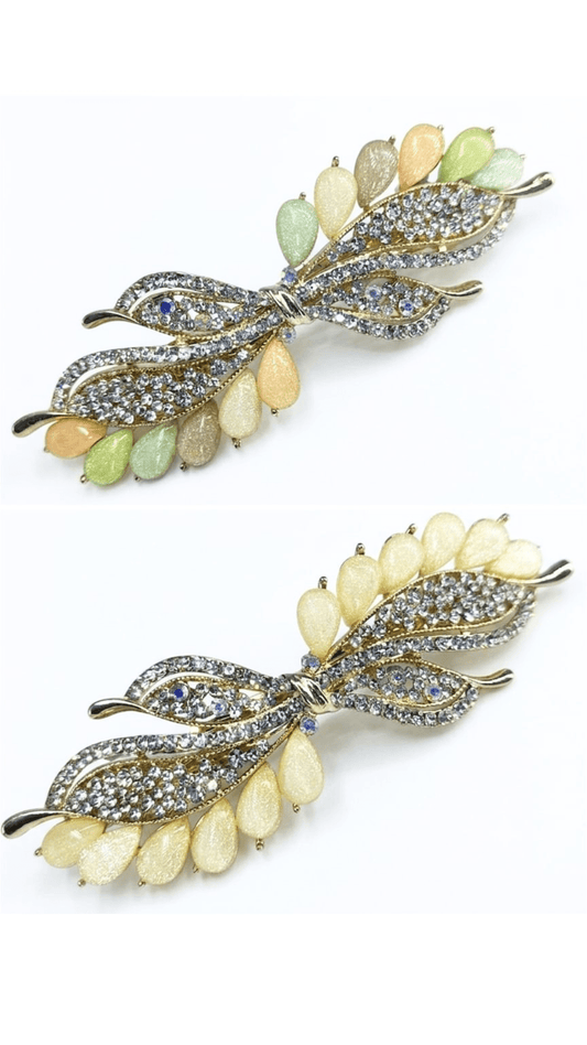 Fancy Gift Cubic Multi Zirconia Bow Back Clip Hair Accessories For Women PACK OF 2