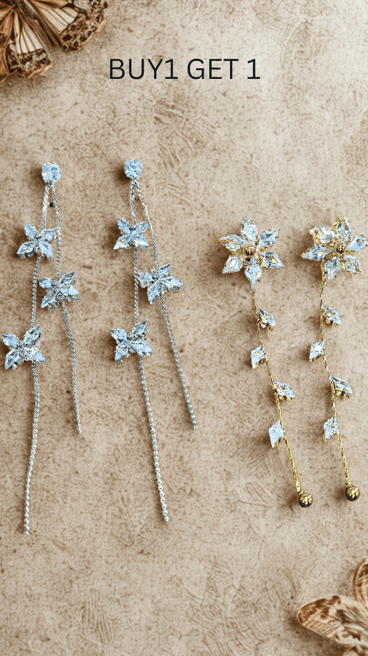 Korean Drop Floral Shaped Dangler Earring Buy 1 Get 1