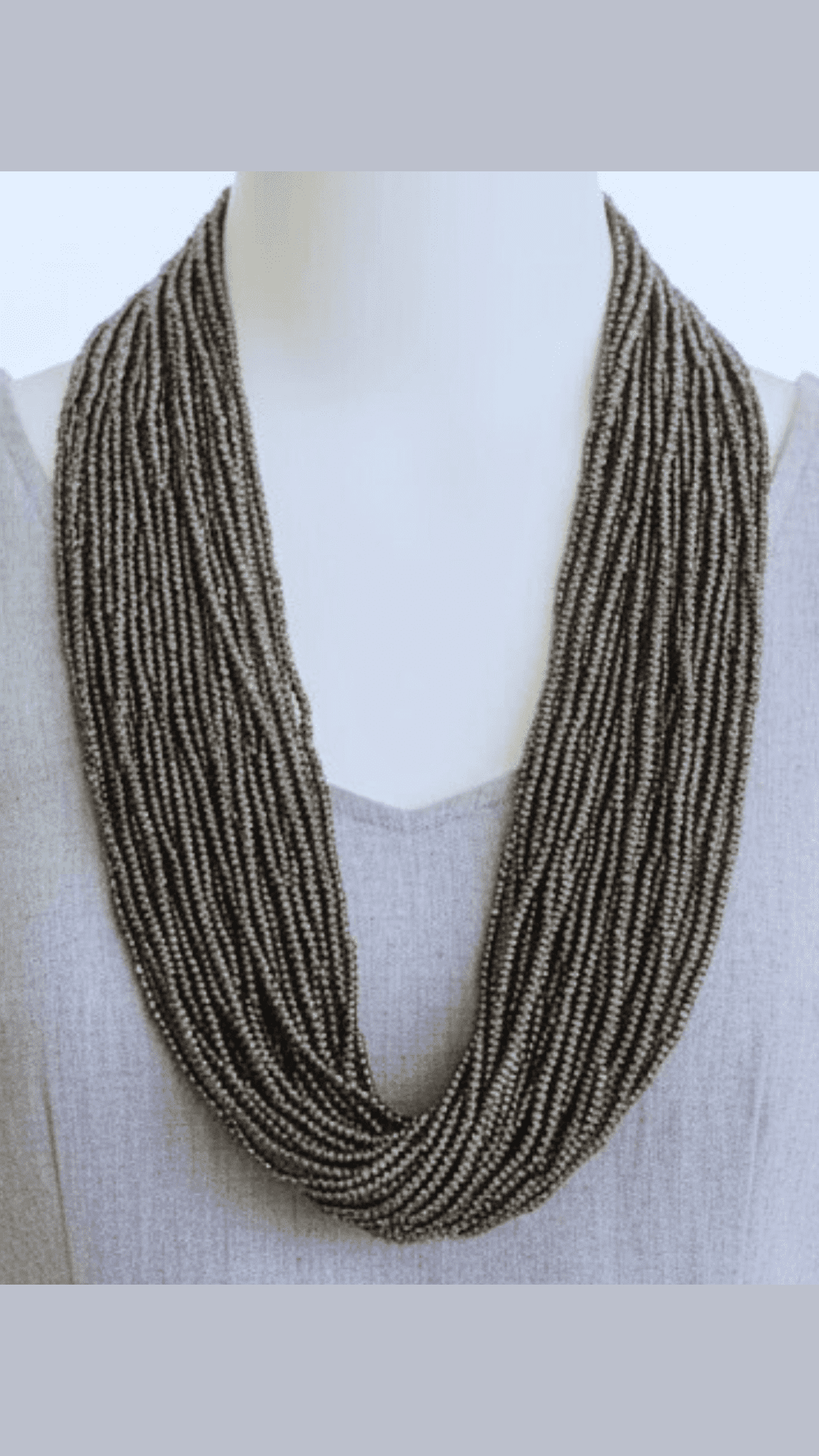 Vintage Gray Seed Bead Necklace For Women