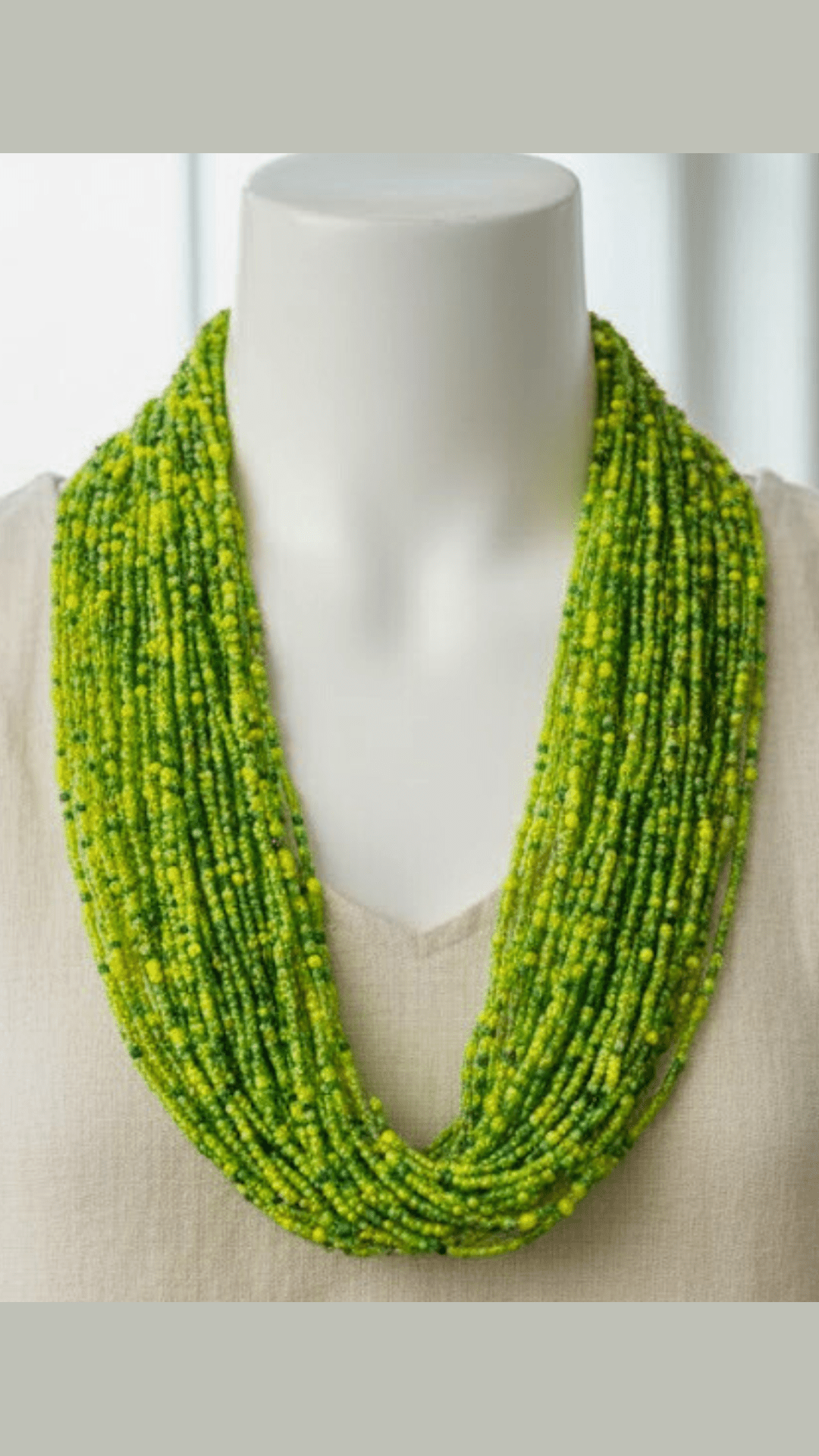 Vintage Green Seed Bead Necklace For Women