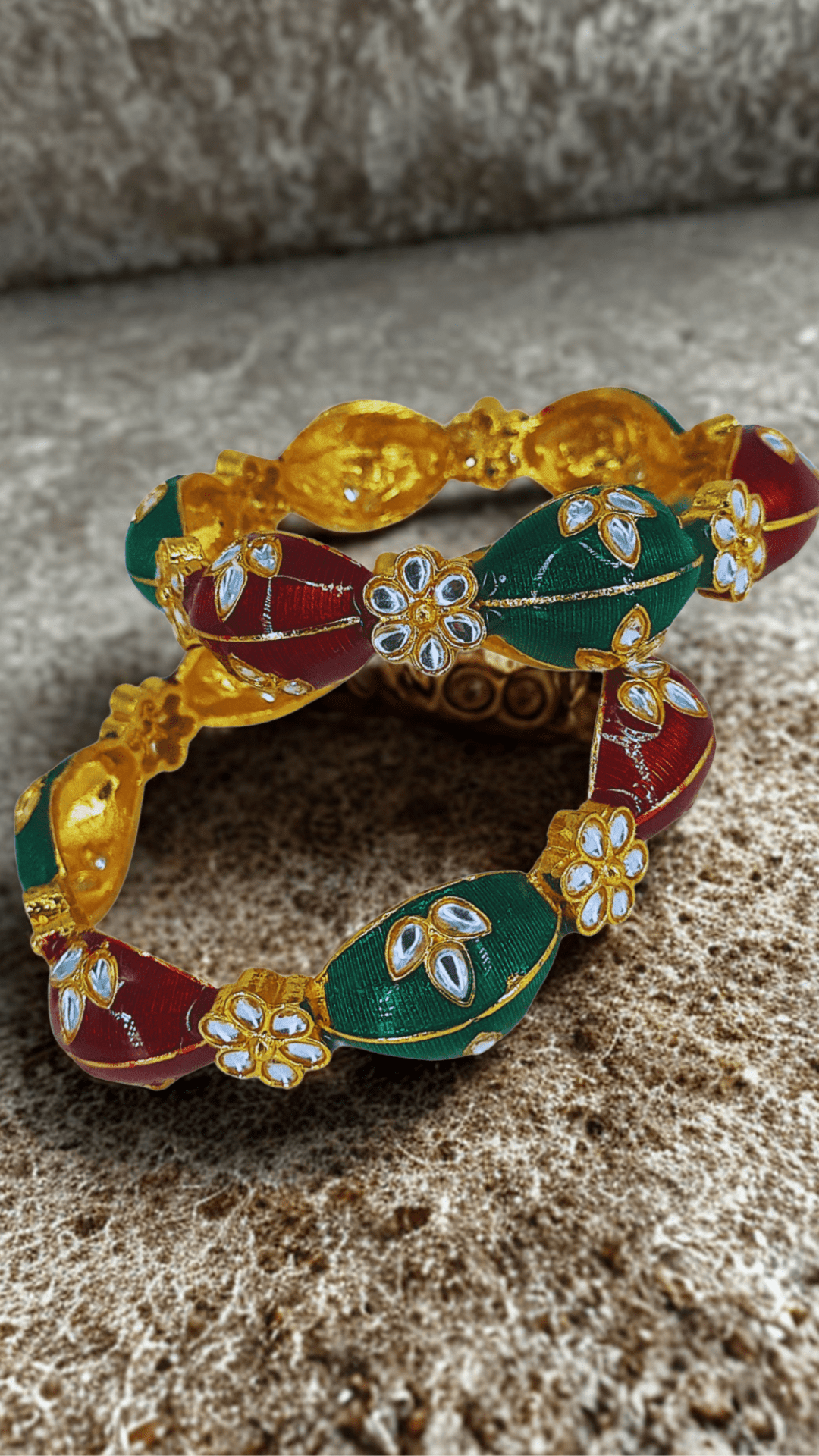 Multi colour 2.4 size kundan stone fitted bangle for women