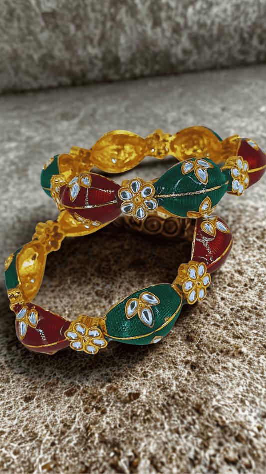 Multi colour 2.4 size kundan stone fitted bangle for women