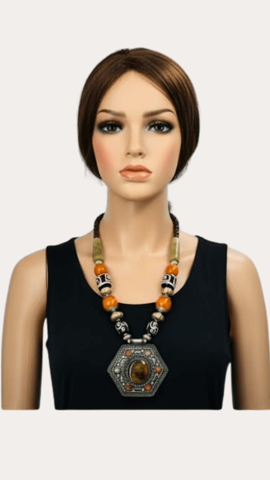 Classy Beads Necklace With Oxidize Pendent