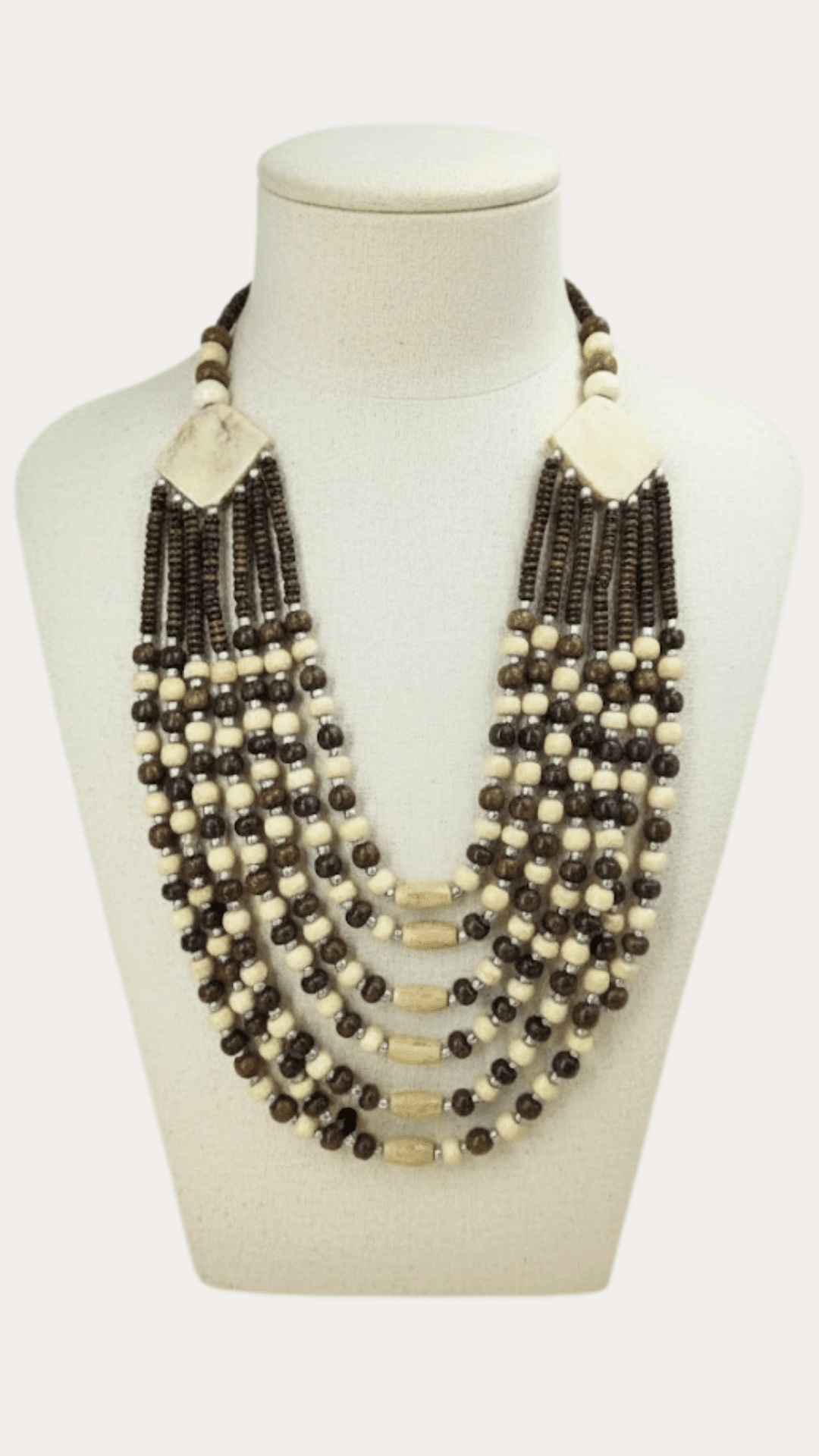 Two-Tone Six Layer Beads Natural Contrast Necklace