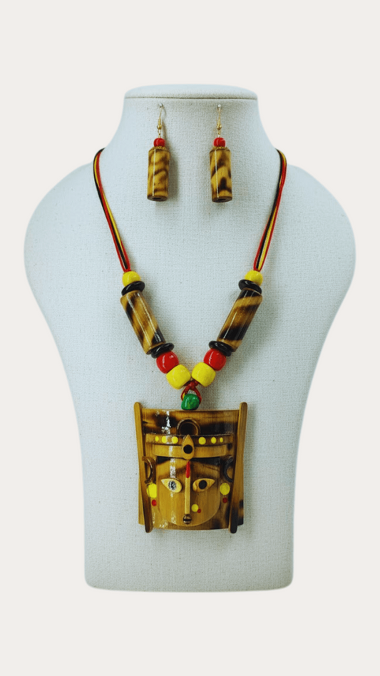 Bamboo Handcrafted Mask Necklace