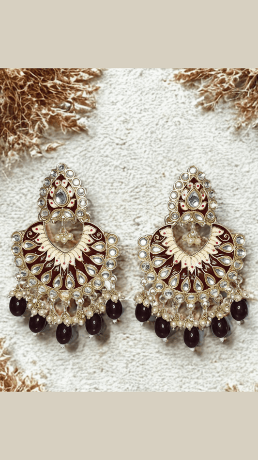 Traditional kundan moti drop chandbali earring