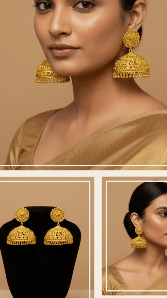 Traditional Gold plated Dome shaped Jhumka Earrings
