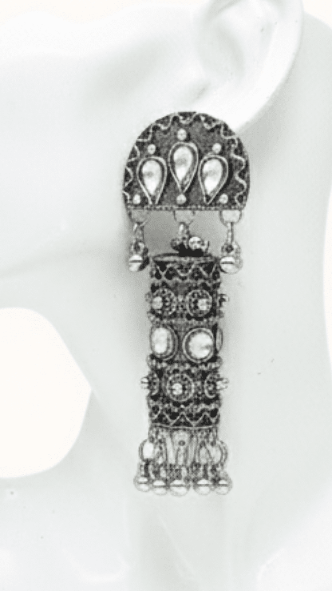 Oxidized Stone Stud Traditional Jhumka