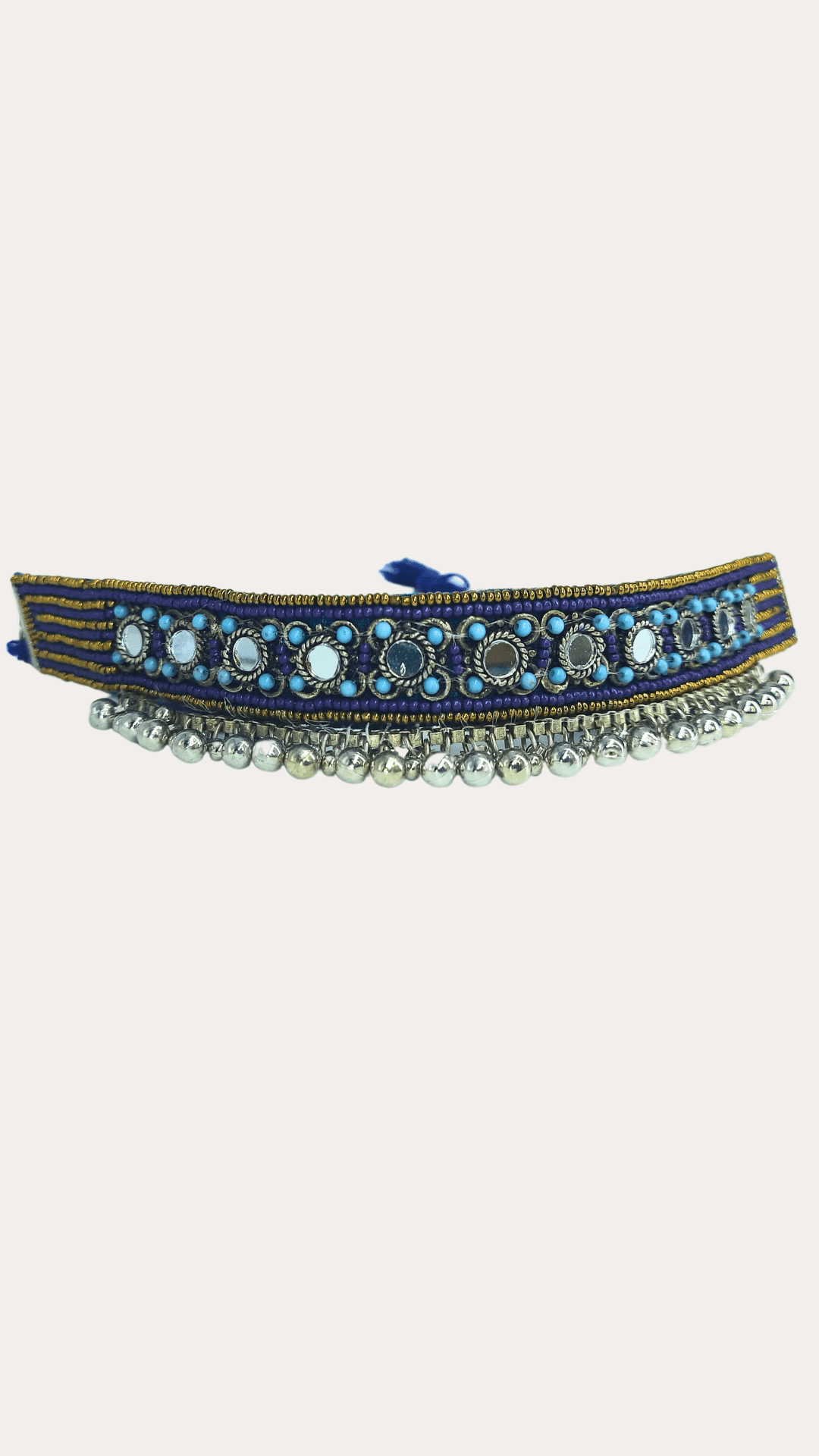 The Splashy Blue Beaded Oxi Choker