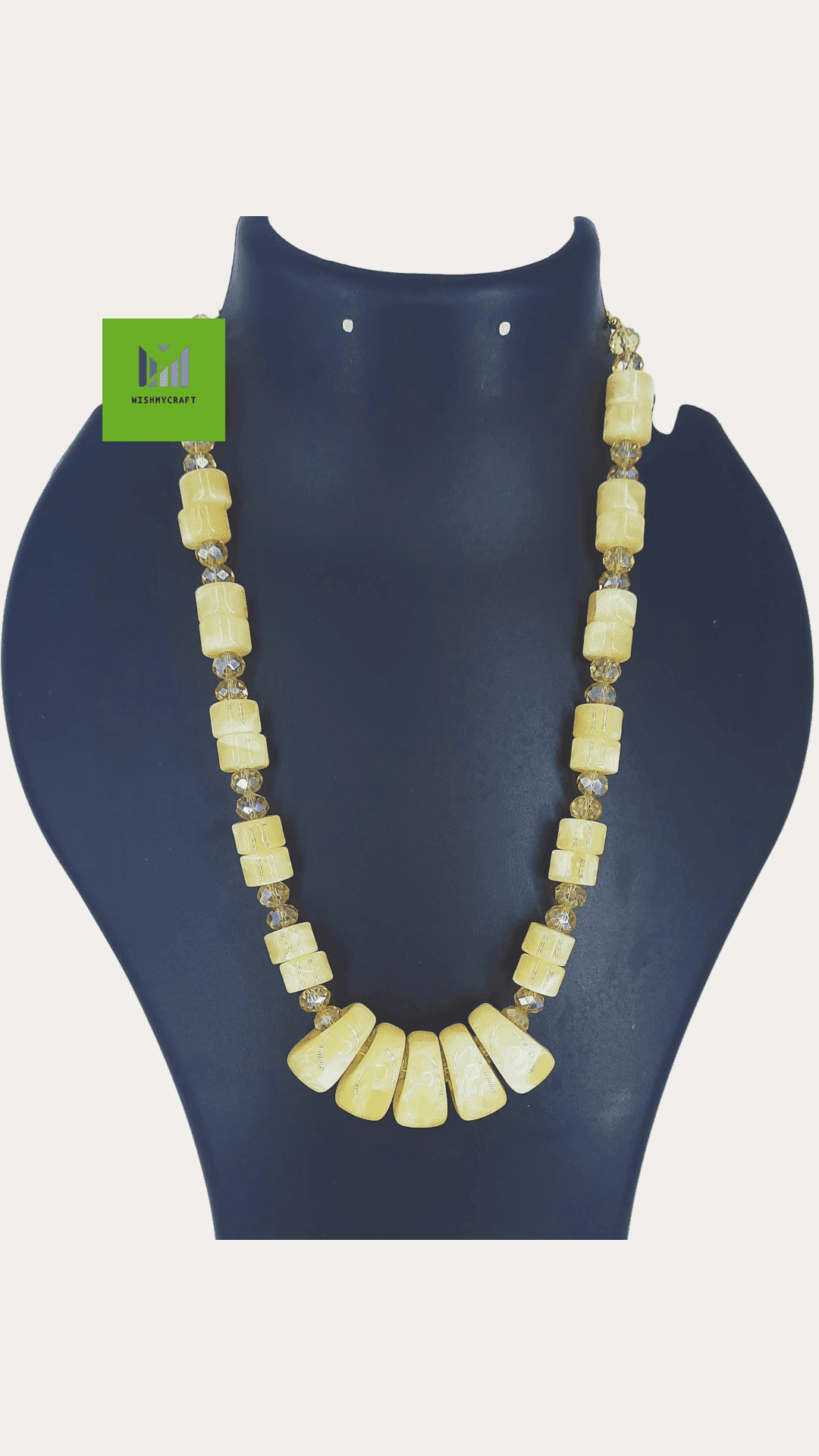 Glass Beaded With Crystal Necklace