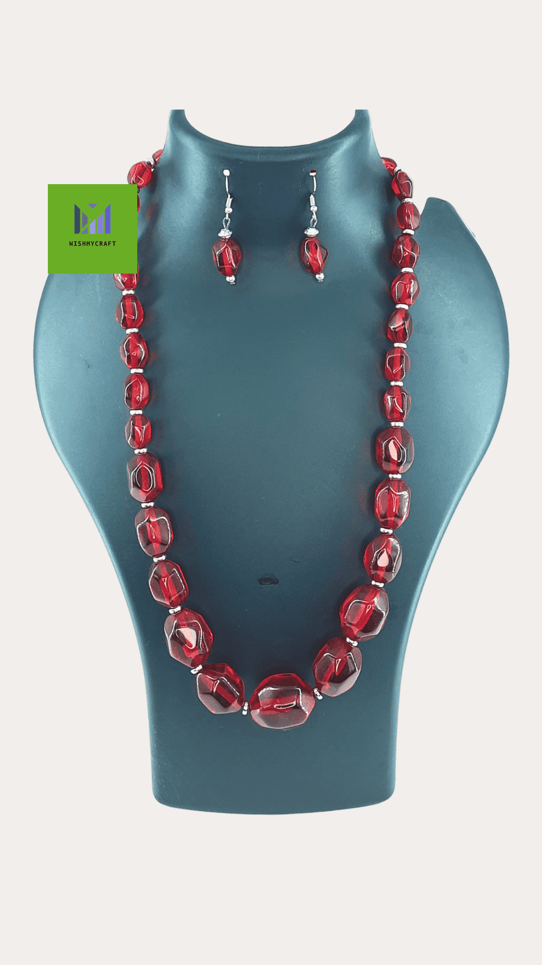 Chunky Necklace,Multi Strand Meroon Beads Necklace