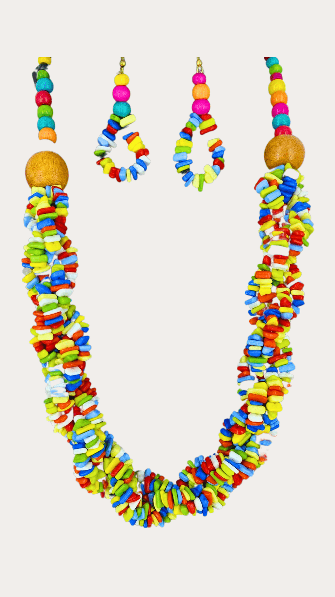 Rainbow Multi Colour Chips Beads Necklace Set