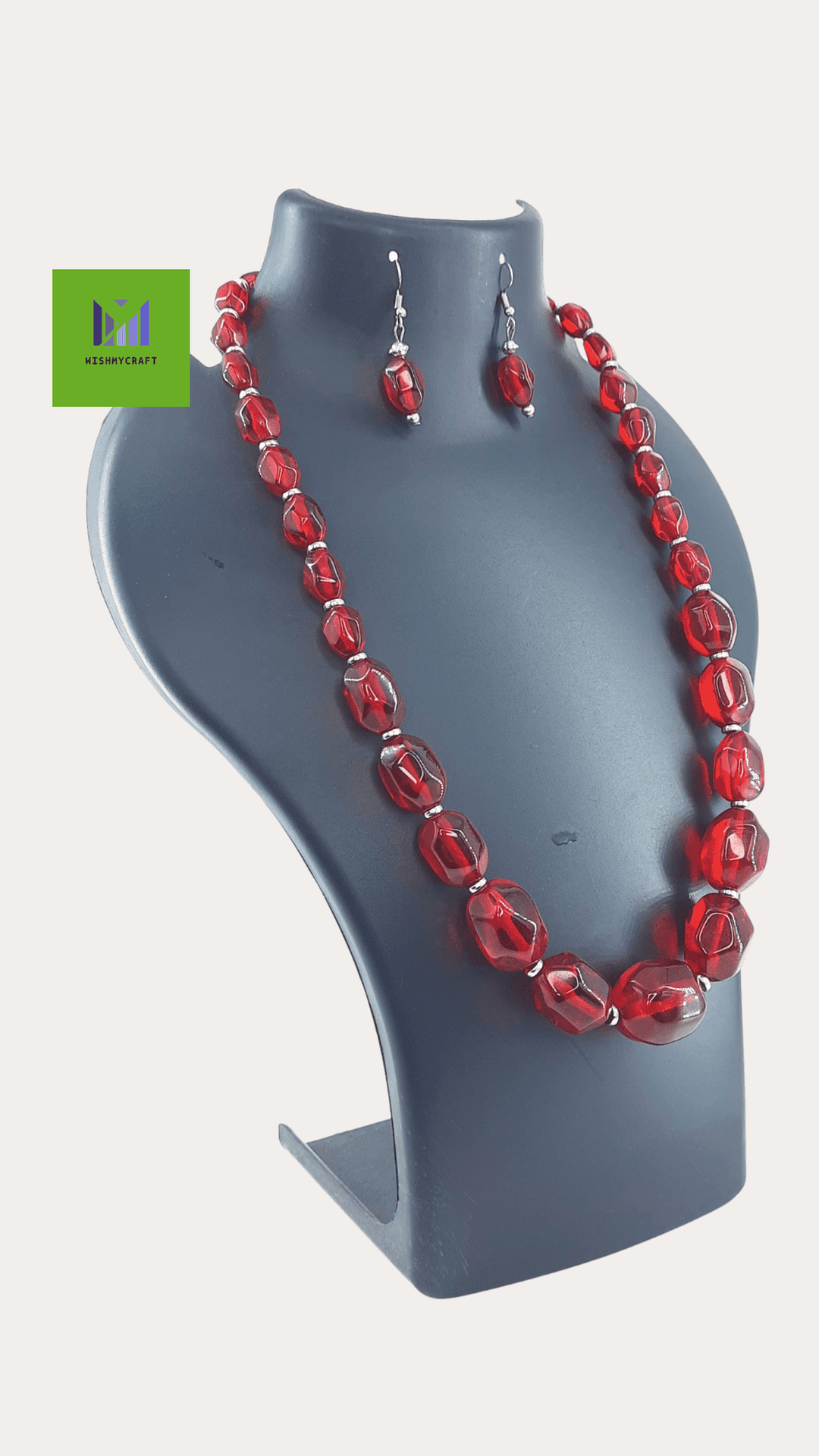 Chunky Necklace,Multi Strand Meroon Beads Necklace