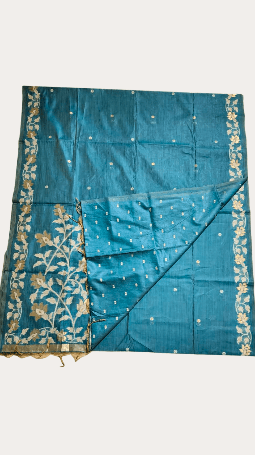 Handloom Muslin Jamdani Saree With Bp