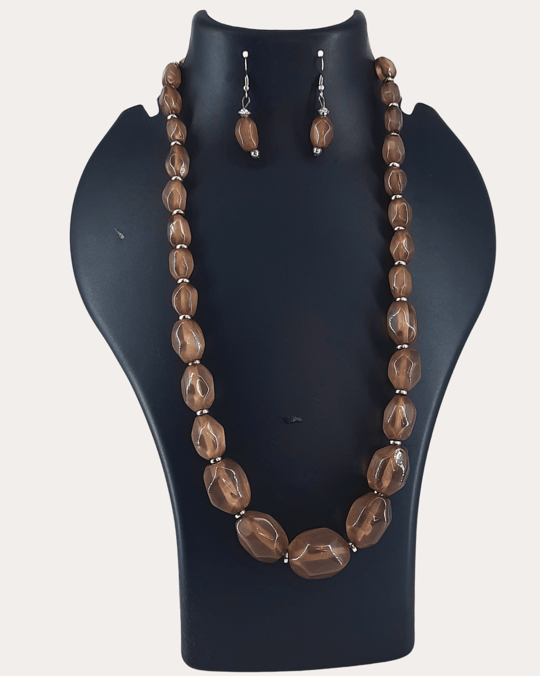 Chunky Necklace,Multi Strand Brown Beads Necklace