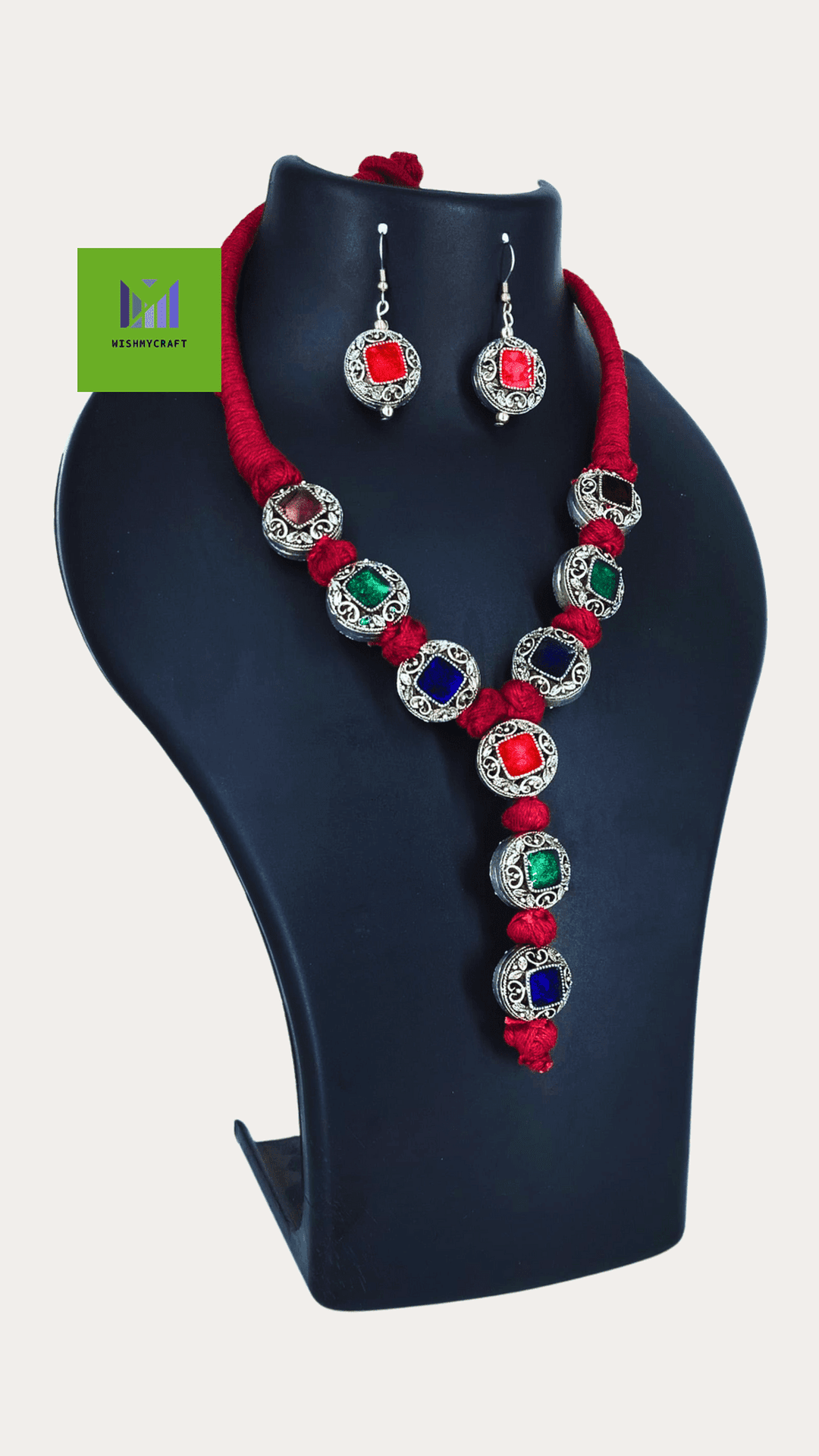 Afghani Style With Threads Work Long Necklace Set