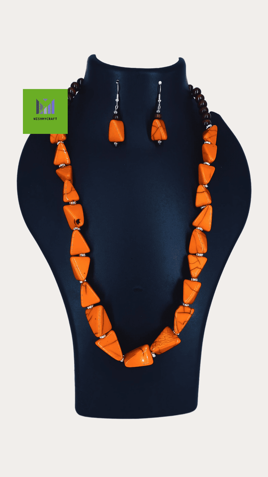 Resin Nugget Bead Boho Gypsy Banjara Necklace Set