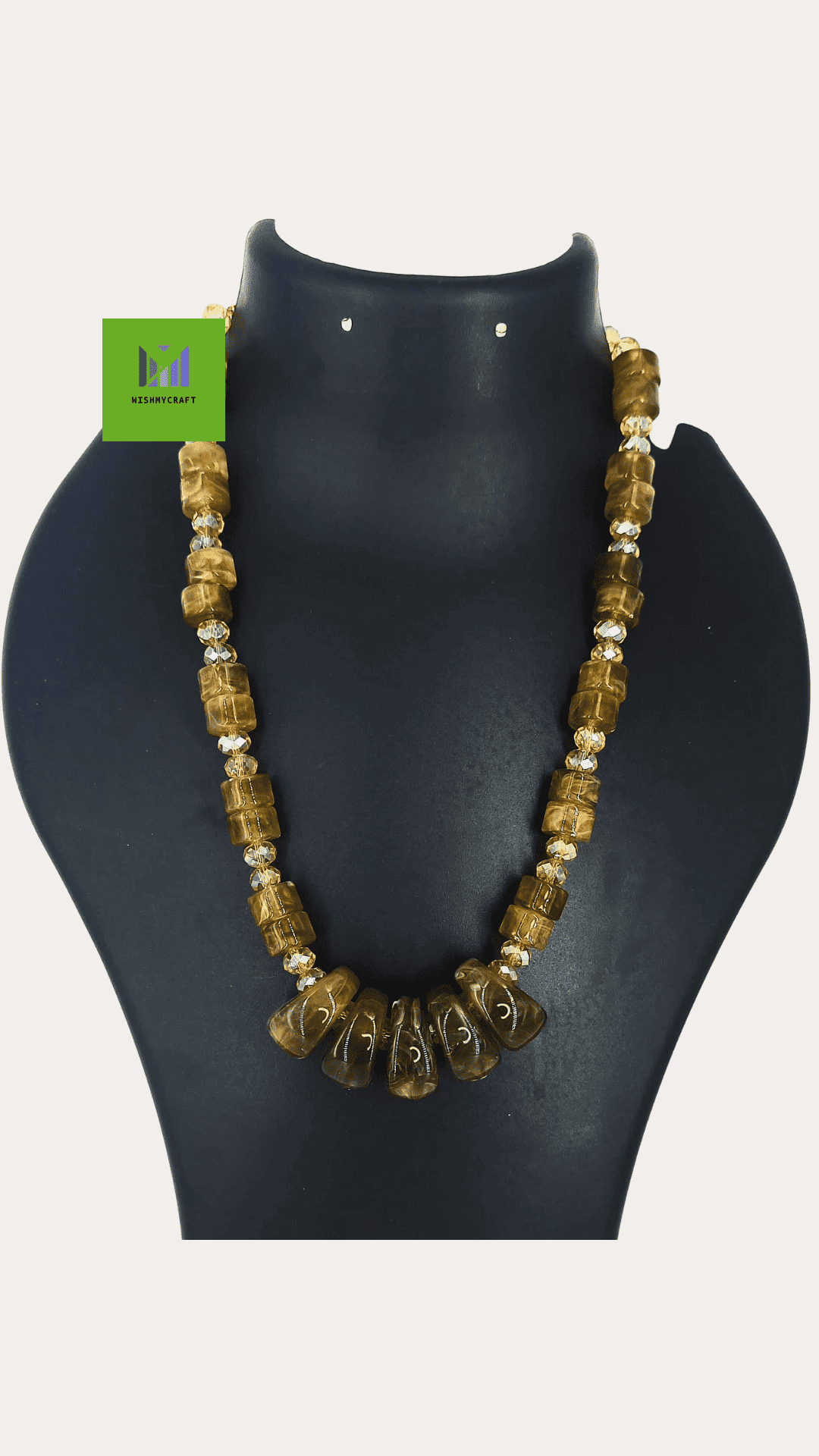 Glass Beaded With Crystal Necklace
