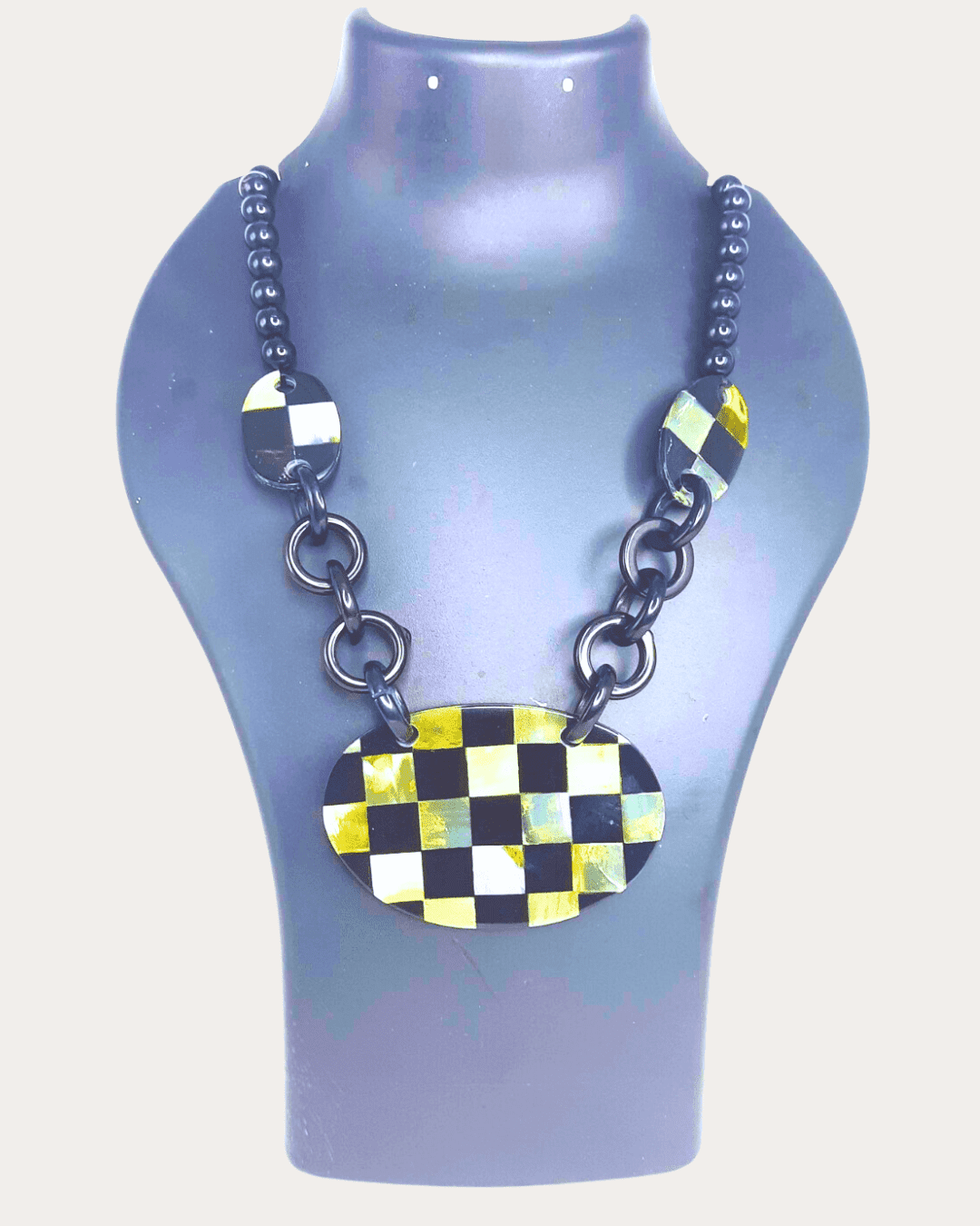 Chess Board Western Black Beads Necklace