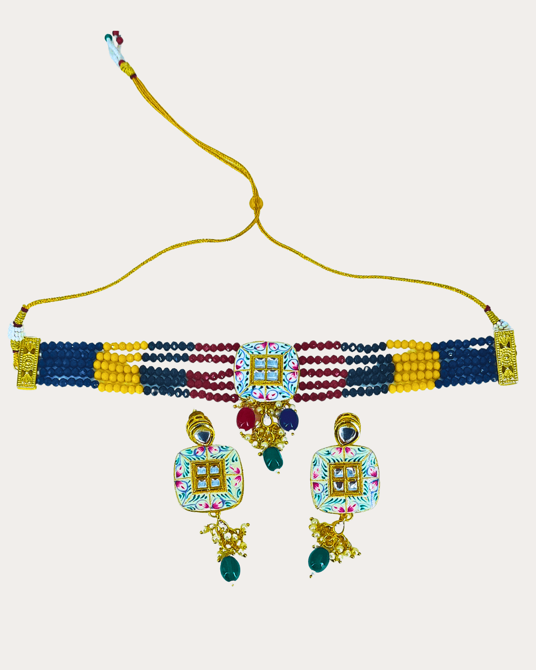 Kundan Multicolour Meenakari Crystal Choker For Women