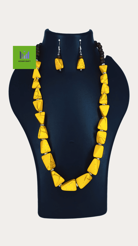 Resin Nugget Bead Boho Gypsy Banjara Necklace Set