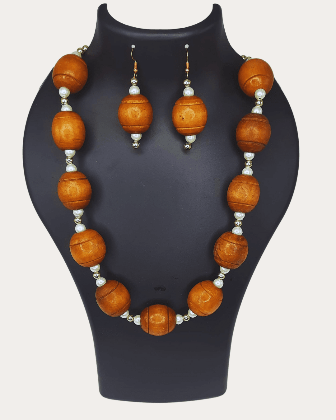 Tan Wooden Beads Necklace