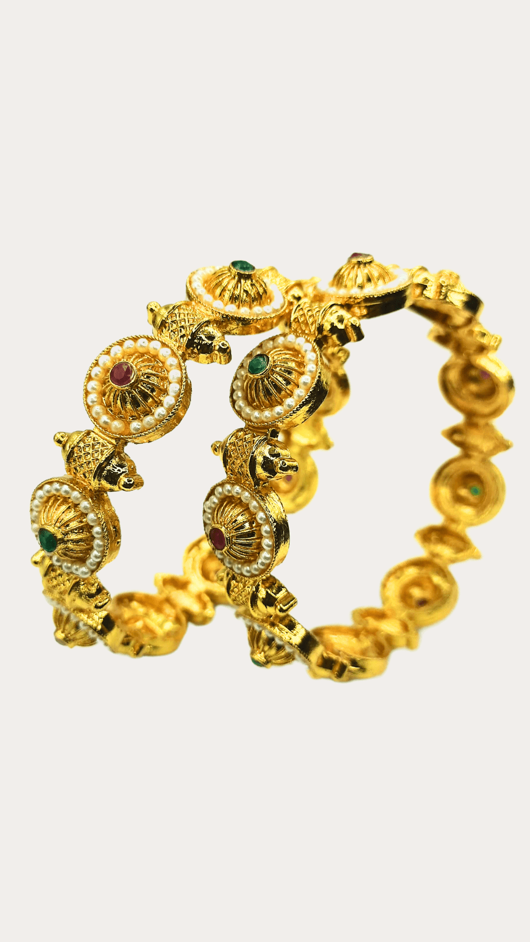 Alloy gold plated pota stone bangle for women and girls 2.4