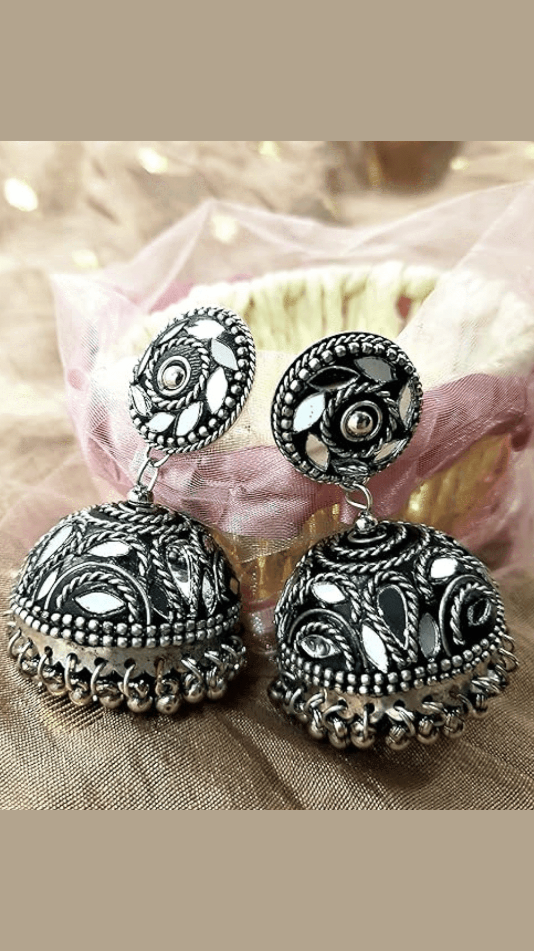 Afghani Mirrorwork Jhumka