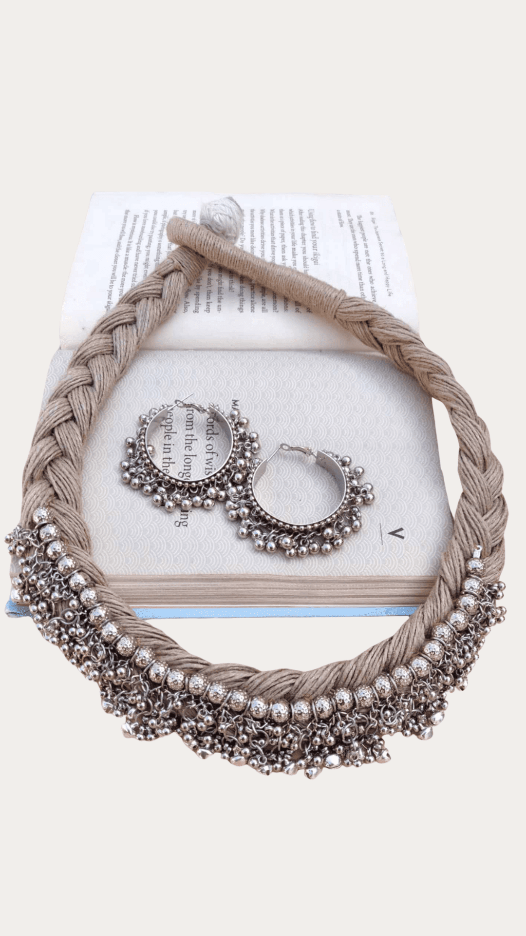 Handmade Jute Ghungroo Oxidize Necklace With Earring For Women
