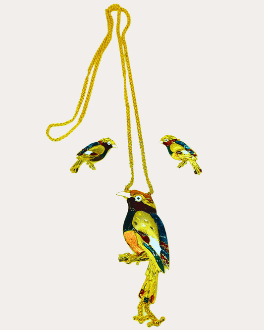 Gold Plated Meenakari Bird Tie Chain