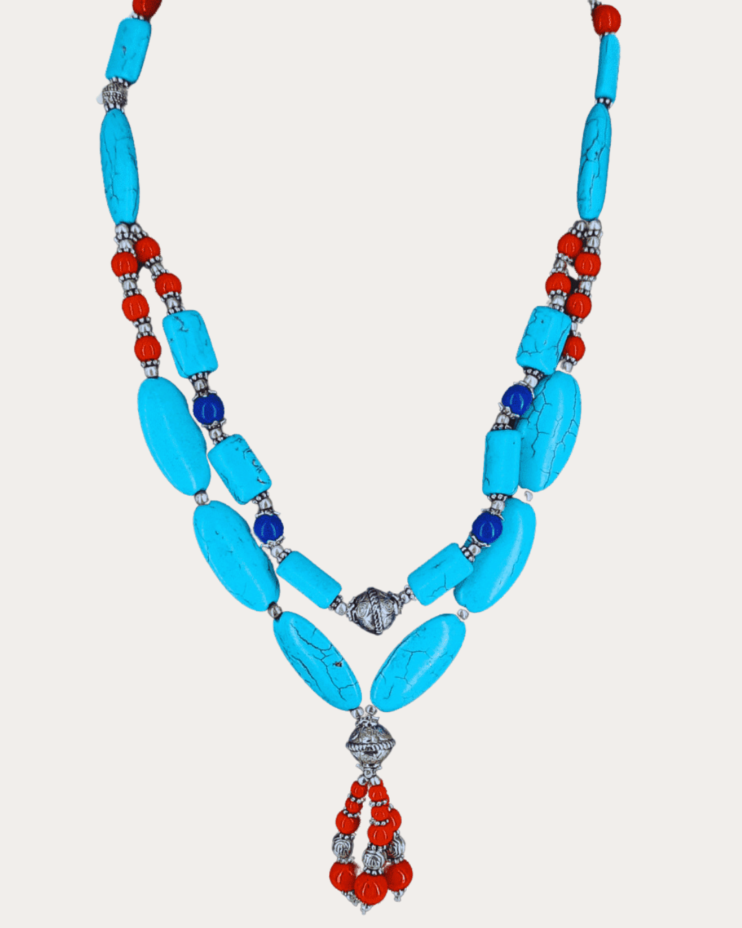 Tibetan Double Layered Strand Sky Beads Necklace