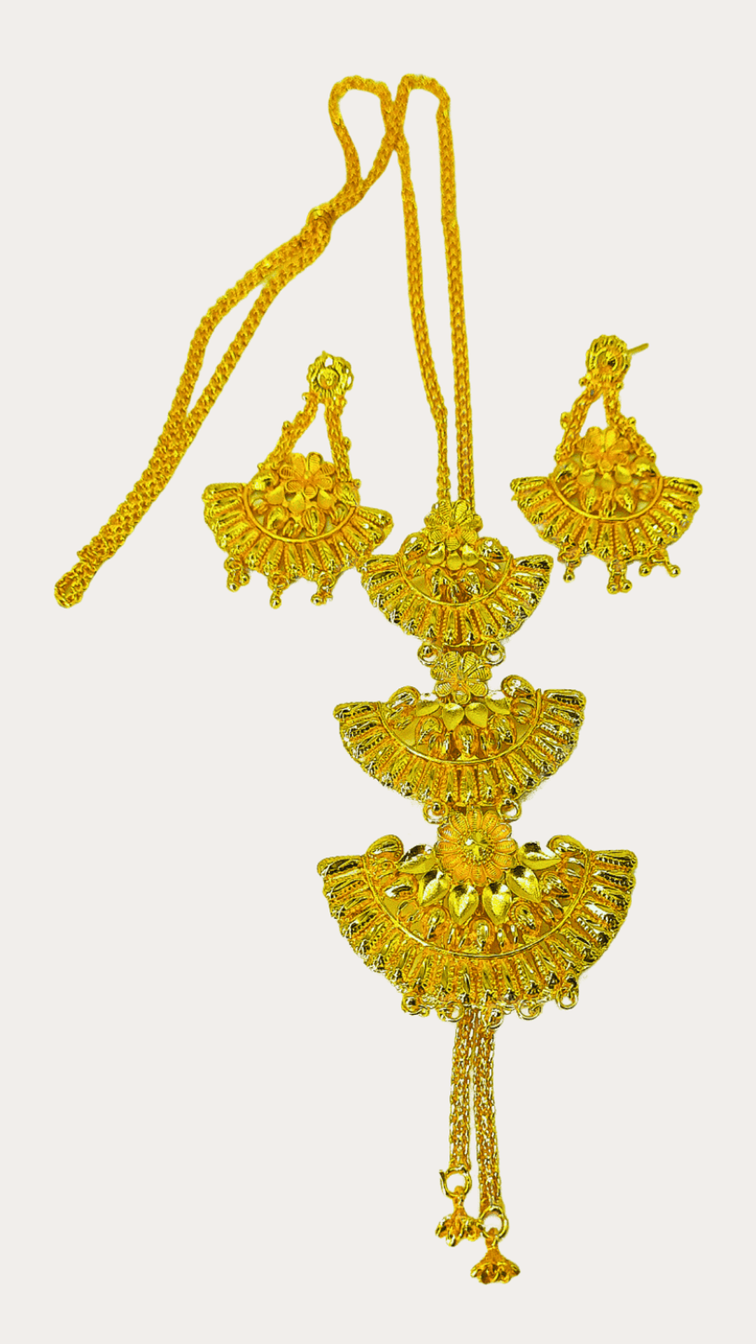 Fancy Gold Plated Tie Chain With Earring
