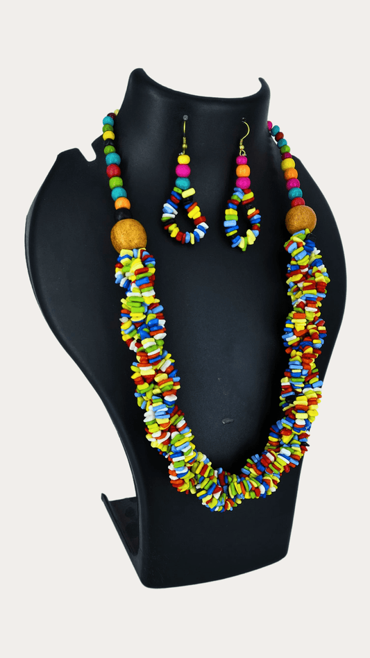 Rainbow Multi Colour Chips Beads Necklace Set